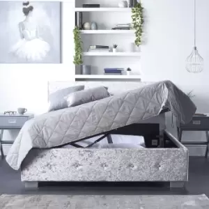 Image of Side Opening Ottoman Storage in Grey Crushed Velvet, Superking