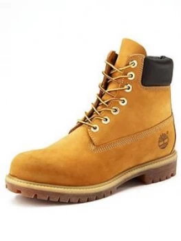 Image of Timberland Mens 6" Premium Leather Boots Wheat Size 9 Men