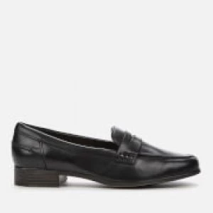 Image of Clarks Womens Hamble Leather Loafers - Black - UK 6