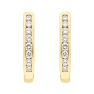 Image of 18ct Yellow Gold 0.30ct Diamond Channel Set Hoop Earrings