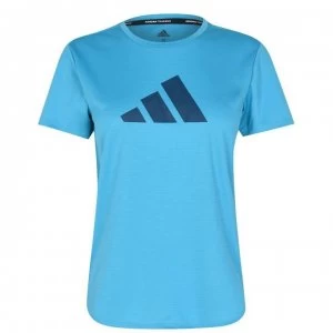 Image of adidas Bar Logo T Shirt Ladies - Hazy Blue