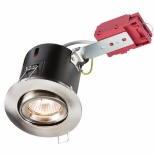 Image of KnightsBridge GU10 50W 230V LED Compatible IC Fire Rated Tilting Downlight - Brushed Chrome
