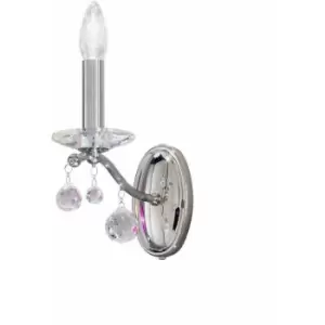 Image of Kolarz Lighting - Kolarz CARMEN 2 - Classic Crystal Candle Wall Light Polished Chrome, 1x E14
