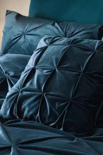 Image of Soiree 'Mira' Pinch Pleat Soft Velvet Filled Cushion Teal