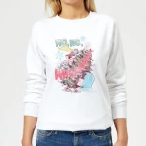 Image of DC Ho Ho Whoaaaaaaa Womens Christmas Sweatshirt - White