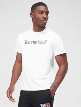 Image of Tommy Jeans Tjm Reg Essential Multi Logo T-Shirt, White, Size S, Men