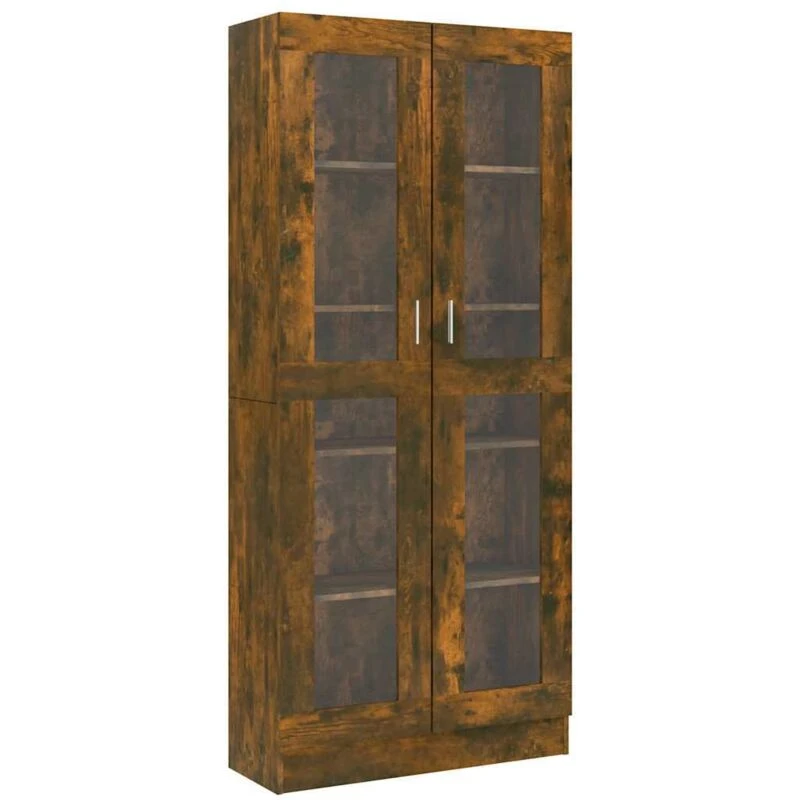 Image of VIDAXL Vitrine Cabinet Smoked Oak 82.5x30.5x185.5cm Engineered Wood Vidaxl 8720286952856