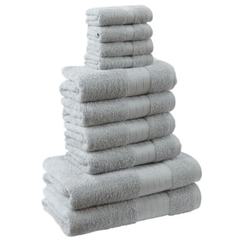 Image of OHS OHS Luxury 100% Cotton 10 Piece Bathroom Towel Bale Set in Silver Size: Bath Towel Silver Bath Towel Unisex 5027434003044