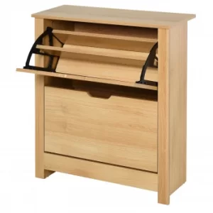 Image of HOMCOM 12-Shoe Storage Cabinet 4 Shelves 2 Drawers Tabletop 4 Legs Protective Feet Modern Stylish Unit Hallway Bedroom Home Furniture Brown