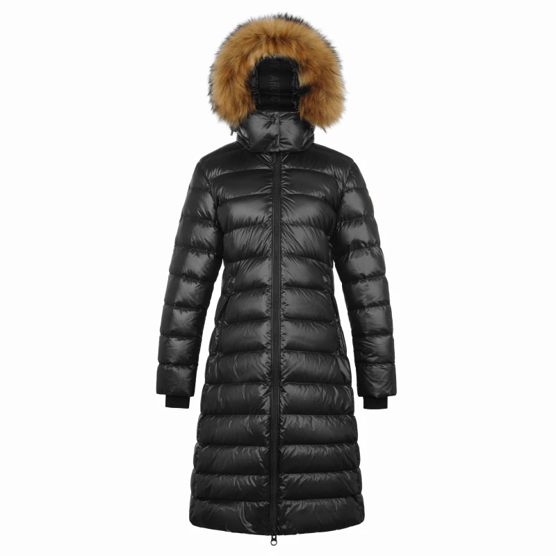 Image of Arctic Army Womens Arctic Long Puffer Water Resistant Detachable Hood Calf Length Jacket Black female 10 (S)