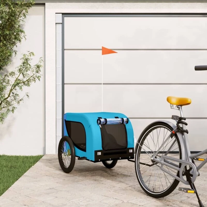 Image of VIDAXL Vidaxl - Pet Bike Trailer Blue and Black Oxford Fabric and Iron 8720845770945