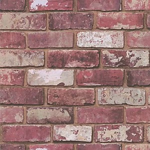 Image of Hemingway Red Brick Effect Wallpaper - 10m