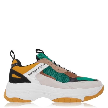 Image of Calvin Klein Jeans Marvin Lycra Chunky Trainers - Green/Yellow