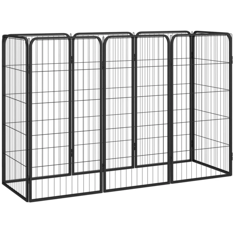 Image of VIDAXL 8-Panel Dog Playpen Black 50x100cm Powder-coated Steel Vidaxl 8720287158912