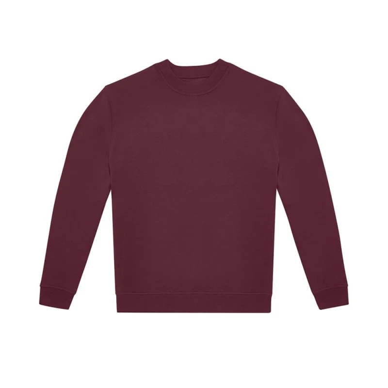 Image of B&C Mens ID.332 Crew Neck Sweatshirt in Burgundy Size: XS Burgundy Male XS
