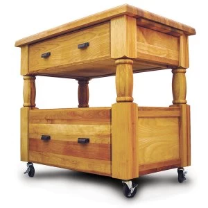 Image of Catskill by Eddingtons Europa Kitchen Trolley on Wheels with Butcher Block Top