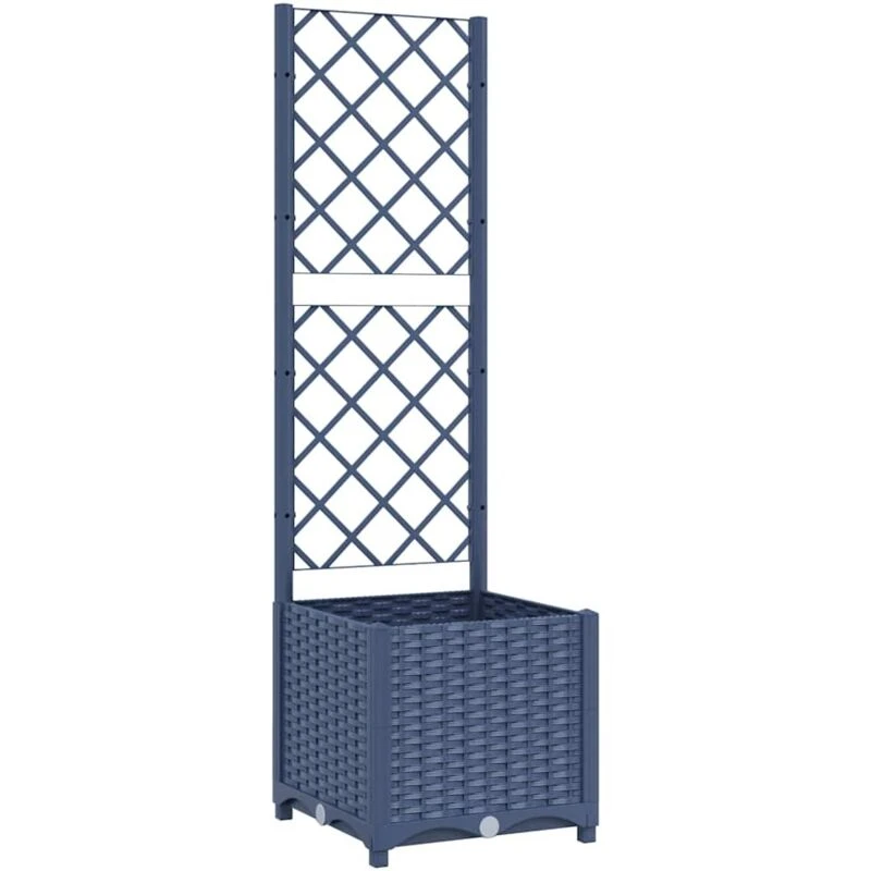 Image of vidaXL Garden Planter w/ Trellis Dark Grey 40x40x136cm PP, Grey 318249