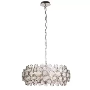 Image of Ceiling Pendant Light Bright Nickel Plate & Clear Glass 6 x 40W E14