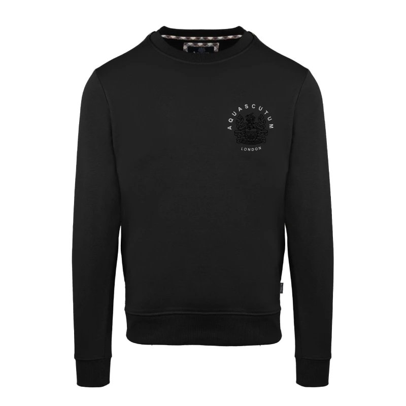 Image of Aquascutum Mens Roundnk Sweat Crew Sweatshirt Crew Sweaters Small Black 52346203350