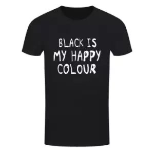 Image of Grindstore Mens Black Is My Happy Colour T-Shirt (M) (Black/White)