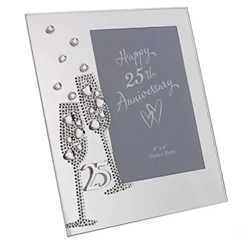 Image of 4" x 6" - 25th Anniversary Glass Photo Frame