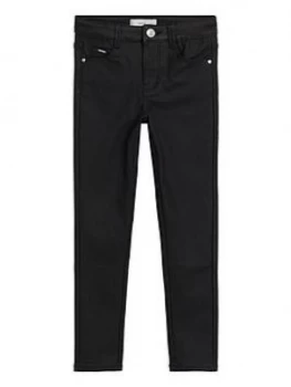Image of Mango Girls Coated Jeans - Black