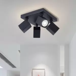 Image of 4 Light GU10 Square Spotlight 4x GU10 Black