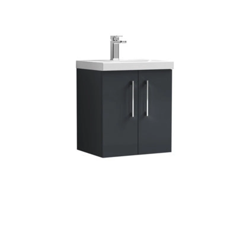 Image of Arno Wall Mounted 2 Door Vanity Unit With Basin Soft Black