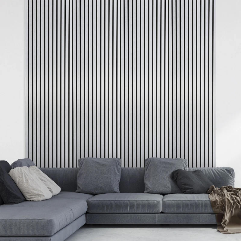 Image of Fuse Acoustic Wooden Wall Panel in Brushed Steel, 2.4m x 0.6m in Grey Grey Unisex