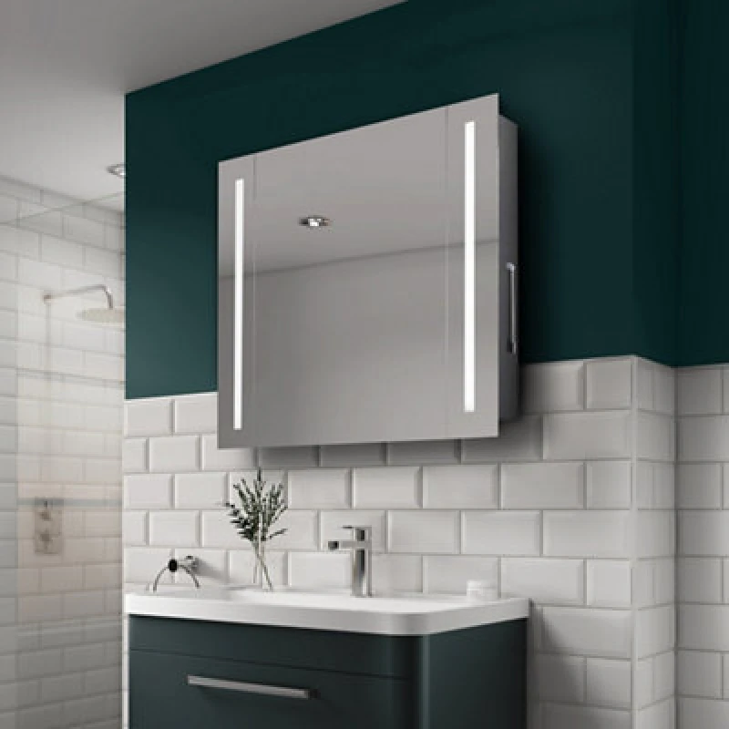 Image of Sensio Finlay Wall-Mounted Illuminated Mirrored Bathroom Cabinet (W)650mm (H)600mm