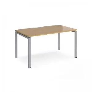 Image of Adapt single desk 1400mm x 800mm - silver frame and oak top
