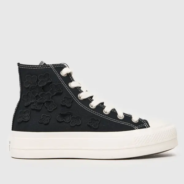 Image of Converse all star lift hi flower play trainers in Black & white Black & White UK 3 (EU 35)