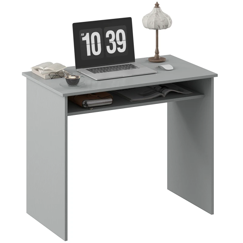 Image of HOMCOM HOMCOM Writing Desk Laptop Table Workstation with Shelf Home Office in Grey Grey One Size Unisex 5063603040540