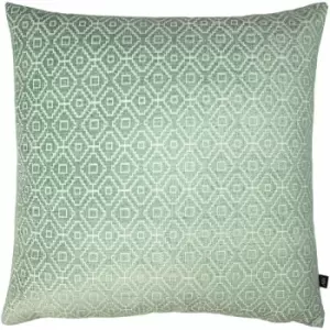Image of Ashley Wilde Kenza Geometric Chenille Cushion Cover, Spa/Eau De Nil, 50 x 50 Cm