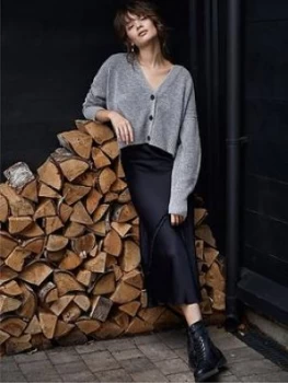 Image of Mint Velvet Mint Velvet Chunky Cardi Layered Slip Dress, Silver, Size L, Women