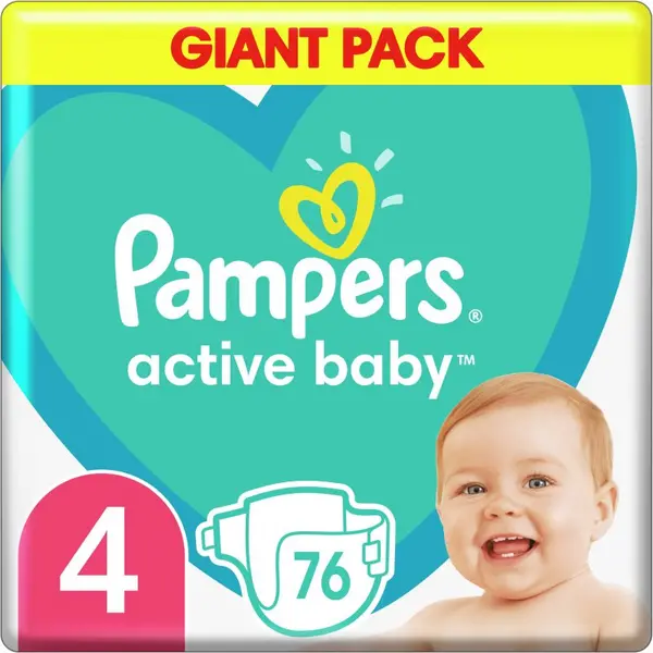 Image of Pampers Active Baby Size 4 76 Nappies