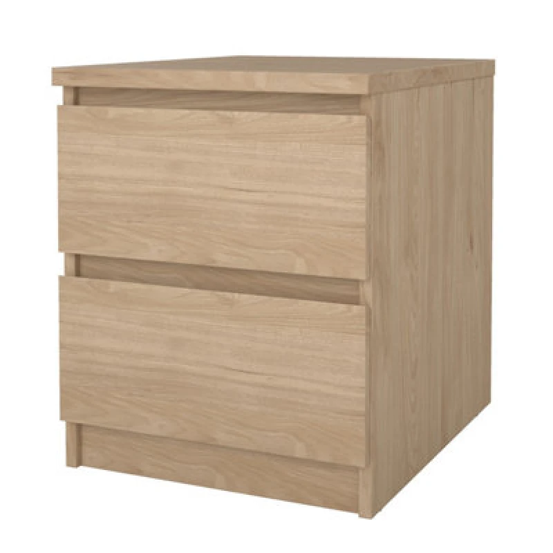 Image of Tvilum Esla Matt Jackson Hickory 2 Drawer Bedside Table (H)495mm (W)404mm (D)500mm