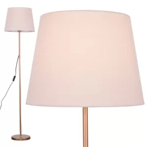 Image of Charlie Copper Floor Lamp with Dusty Pink Aspen Shade