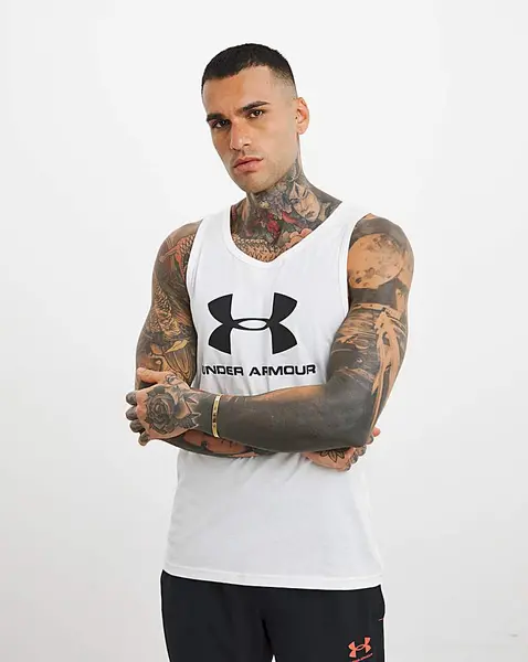 Image of Under Armour Sportstyle Logo Tank White/Black Male XL46/48 UD08704