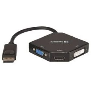 Image of Sandberg DisplayPort Male to HDMI, DVI & VGA Converter Cable, Black, 5 Year Warranty
