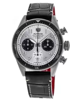 Image of Tag Heuer Autavia Chronometer Flyback Grey Dial Leather Strap Mens Watch CBE511B.FC8279 CBE511B.FC8279