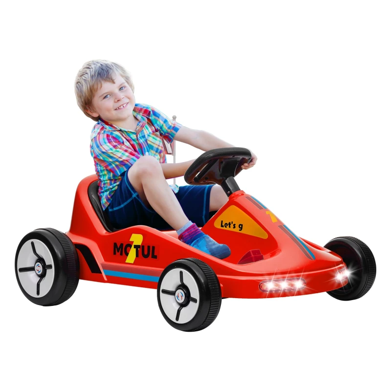 Image of AIYAPLAY 6V Electric Go Kart w/ Music, Light, Horn, for 3-5 Years, Red, Red 370-357V70RD