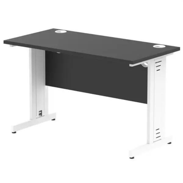 Image of Impulse Impulse 1200 x 600mm Straight Office Desk Black Top White Cable Managed Leg IRDW126WBLK