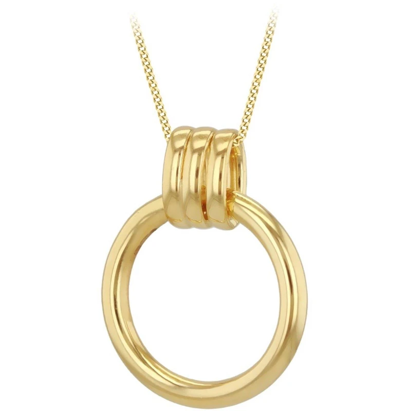 Image of Be You 9ct Gold Triple Tube Circle Drop Necklace Yellow Gold female 20in