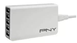 Image of PNY P-AC-5UF-WUK01-RB mobile device charger Grey, White Indoor