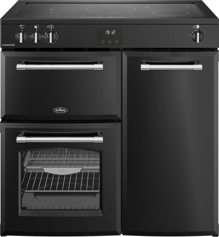 Image of Belling Farmhouse 90cm Electric Induction Range Cooker - Black 444411823 Black