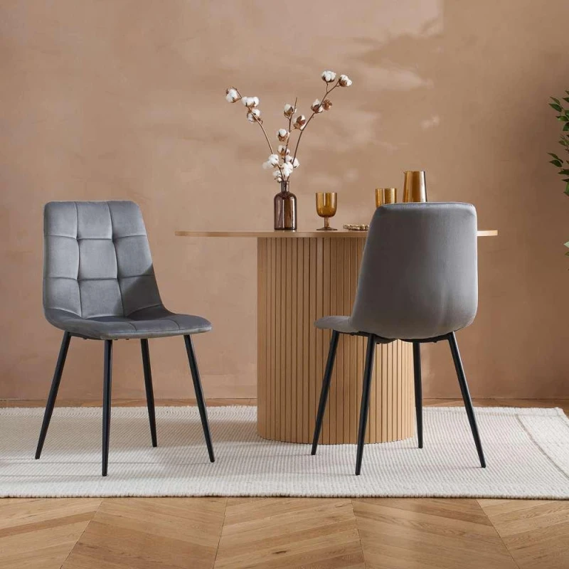 Image of Birlea Axel Set of 2 Grey Fabric Dining Chairs