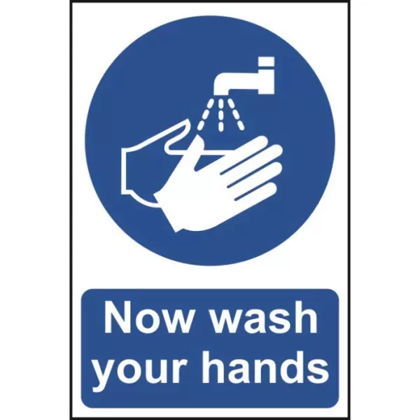 Image of Now wash your hands Sign - 1mm Rigid PVC Board - 300 x 200mm