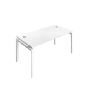 Image of Telescopic Sliding 2 Person Extension Bench with Cable Port and White Frame - 1600mm - White