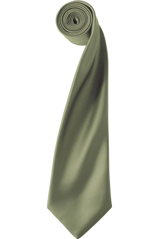 Image of Premier Premier Colours Satin Tie in Olive Olive One Size Unisex 5063470723096